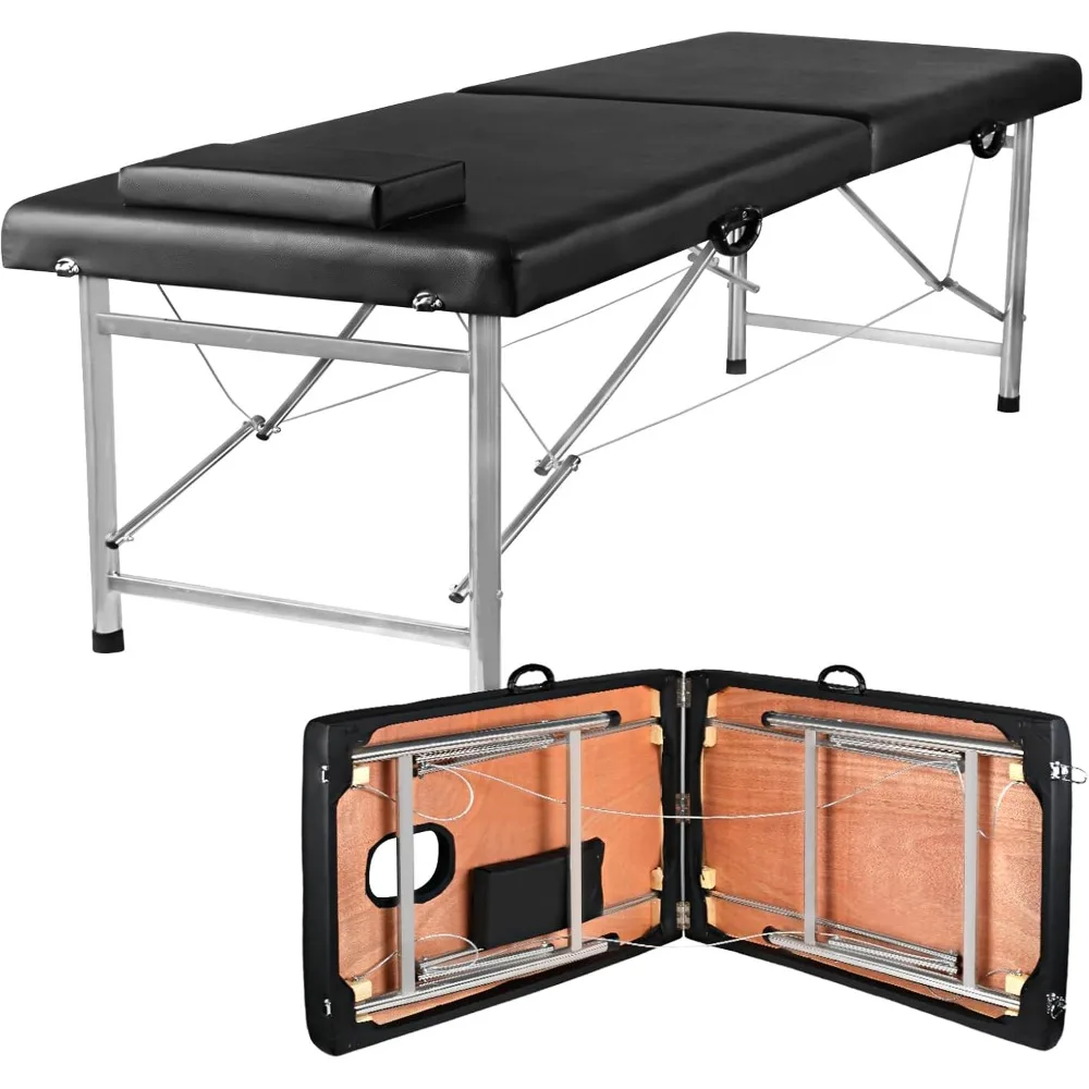 Portable Folding Massage Table – 2-Section Lightweight Salon & Spa Bed for Tattoo,Facials, Massage Therapy–Foldable Beauty Table