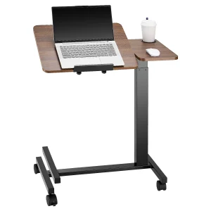 SucceBuy Overbed Table Mobile Bed Side Table with Swivel Casters Height & Angle Adjustable Laptop Desk for Home Office Study