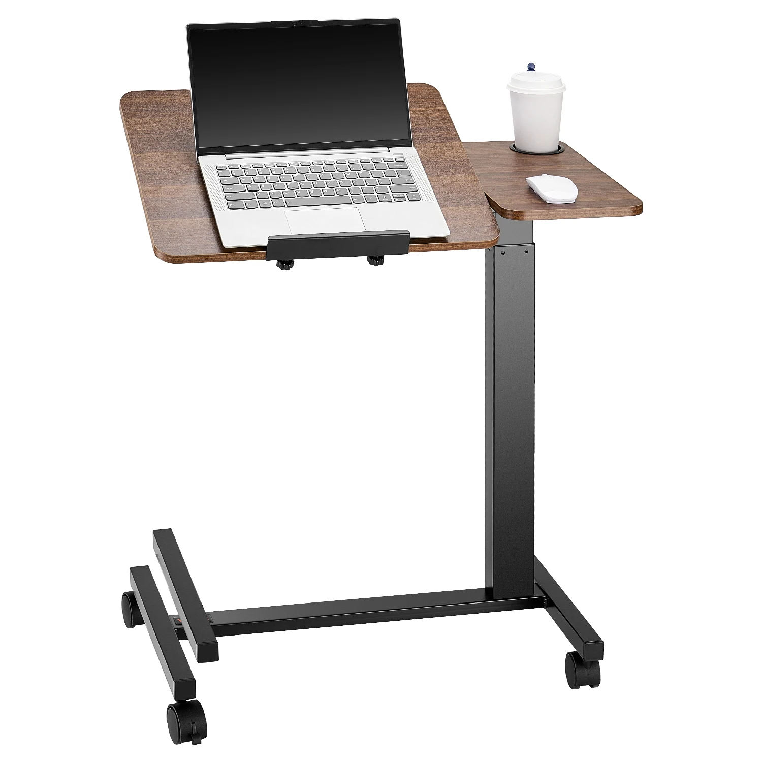 SucceBuy Overbed Table Mobile Bed Side Table with Swivel Casters Height & Angle Adjustable Laptop Desk for Home Office Study