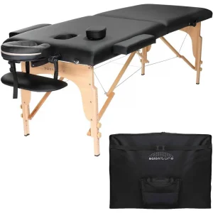 Professional Portable Folding Massage Table with Carrying Case - Black