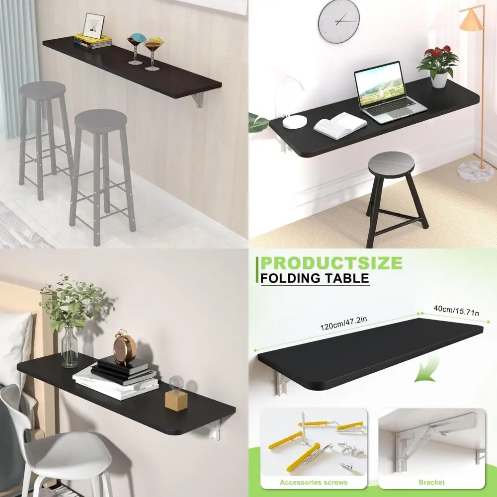 Folding Wall-Mounted Desk for Home Office, Dining, Laundry, and Balcony - Space-Saving Workbench with Folding Table Feature