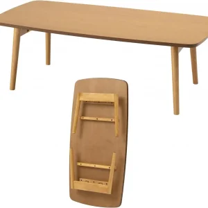 Folding Legs Table W41.3 x D20.5 x H14.0 Inches Natural Oak and Rubber Wood Material Home and Living Coffee Table Natural