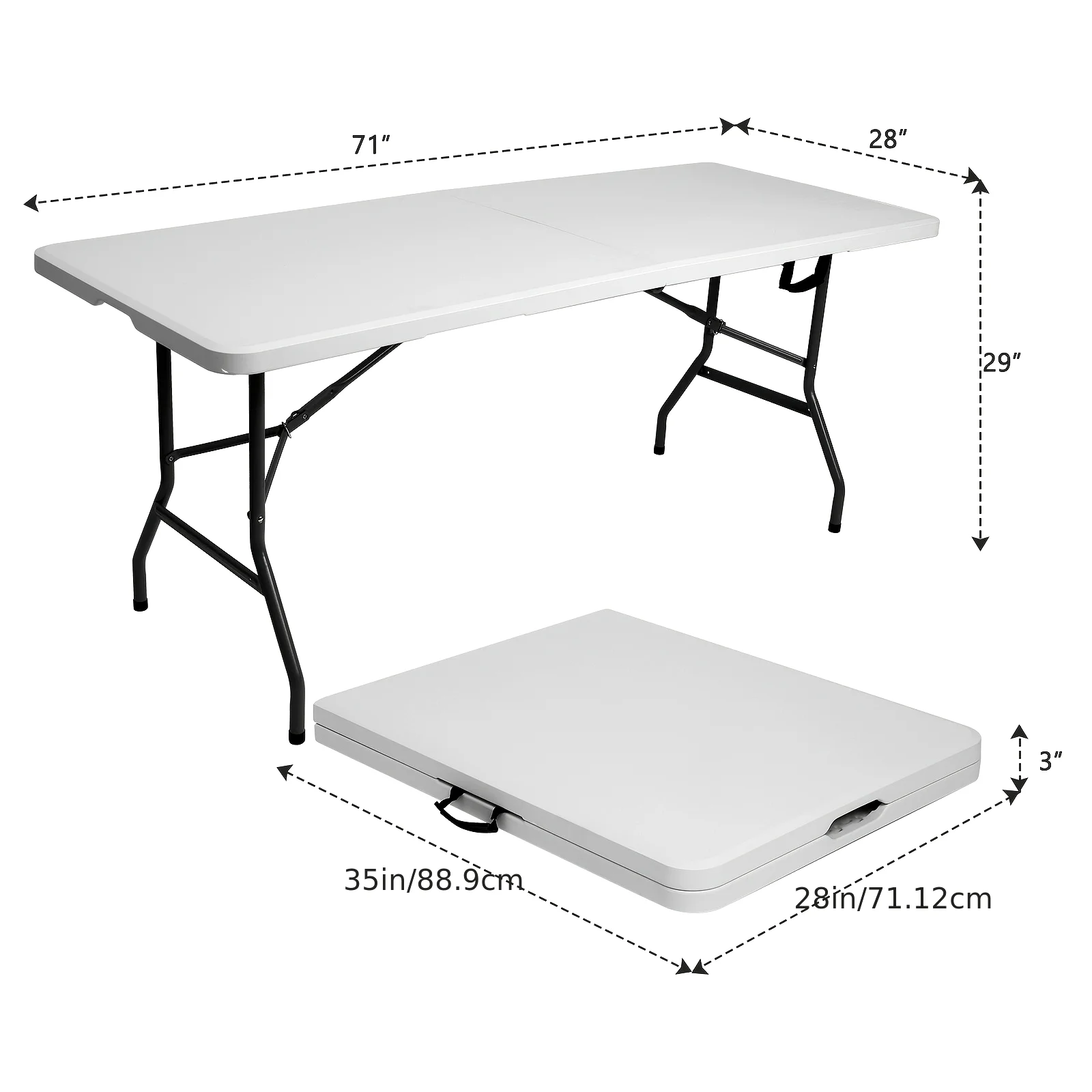 Extra-Large 6ft Waterproof Banquet Table - Heavy Duty Folding w/ Non-Slip Surface! Perfect for Halloween Christmas Parties